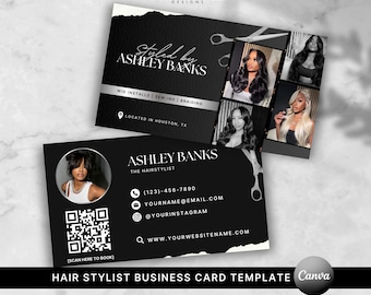 Modern Hair Stylist Business Card Template - Beauty Salon Card for Wig & Braid Stylists