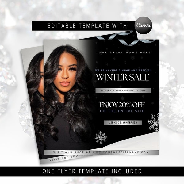 DIY Editable Winter Flash Sale Flyer - Hair Makeup Business Fashion Boutique Flyer - Premade Social Media Sale Flyer Template