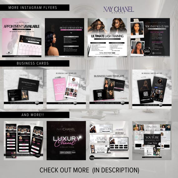 Luxury Hair Business Card Template - Editable Canva Design for Hairstylists, Lash Techs & MUAs - Wig Braid QR Code Business Card