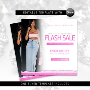 Editable DIY Flash Sale Flyer - Hair Makeup Business Fashion Boutique Flyer - Premade Social Media Sale Flyer Template