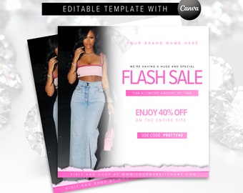 Editable DIY Flash Sale Flyer - Hair Makeup Business Fashion Boutique Flyer - Premade Social Media Sale Flyer Template