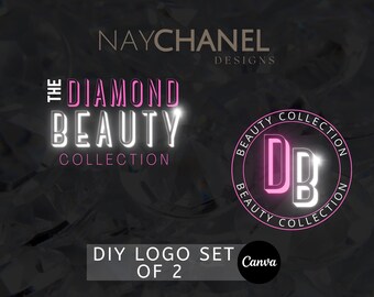 Pink Beauty Logo - Hair Logo - Pink Logo Design - Boutique Logo - DIY Logo Template - Lash Logo - Small Business Logo - Neon Logo