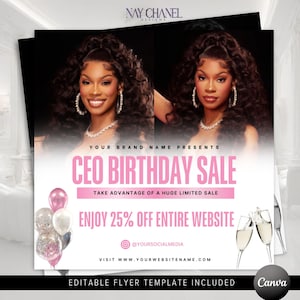 Birthday Flyer Template - Birthday Sale Flyer - CEO birthday Flyer - Birthday Special Deal - Boss Girl Template