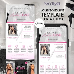 Lash Acuity Scheduling Template - Appointment  Booking Website Design for Lash Tech Business Canva Template