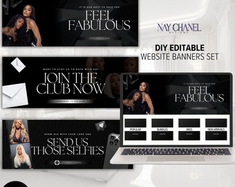 Editable Website Banner templates - Hair Shopify Wix Web Banners - Web slide banners