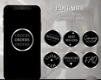 Silver Instagram Highlight Covers - Social Media Highlights - Instagram Icons - Instagram Story Highlights - Business Highlight Template