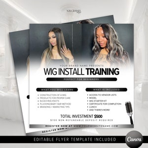 Plantilla de volante para curso de instalación de pelucas - Publicación en redes sociales del curso de instalación de pelucas