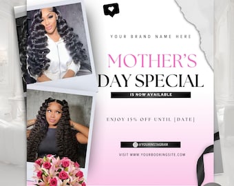 DIY Editable Mother's Day Booking Flyer Template - May Spring Hair Lash Makeup Nail Appointments Available Flyer