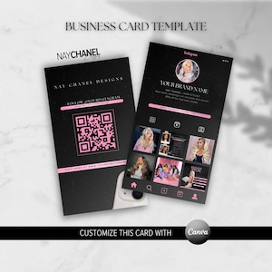 DIY Bearbeitbare Visitenkartenvorlage - Instagram Digital Premade Hair Makeup Lash Nail Visitenkartenvorlage - Canva Template