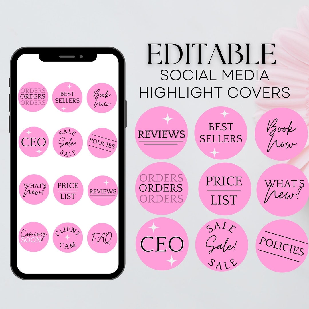 Pink Instagram Business Highlight Covers Social Media Highlights Instagram Icons Story ...