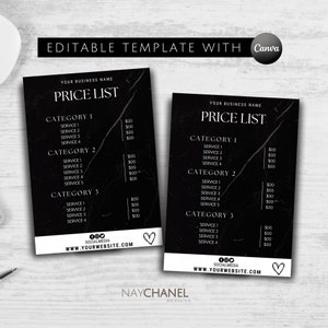DIY Editable Price List Flyer Template - Beauty Salon Pricing Guide - Hair Makeup Lash Nail Business Printable - Social Media Flyer