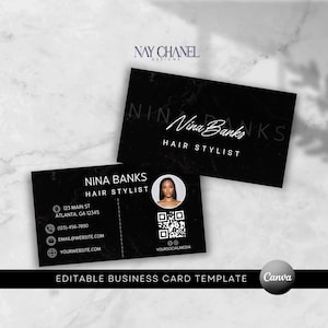 Modèle de carte de visite à faire soi-même - carte de visite modifiable - carte de visite préfabriquée - carte de cheveux maquillage cils - modèle Canva