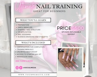 Nail Training Flyer - Nail Course Flyer -DIY  Nail Class Flyer - Nail Flyer Template - Nail Application Flyer - Social Media Flyer