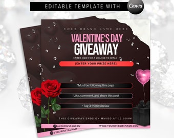 DIY Editable Valentine's Day Giveaway Flyer - Beauty Social Media Content