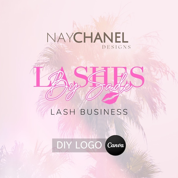 Beauty Logo - DIY Logo Template - Boutique Logo - Lash Logo - Pink Logo  - Nail Logo - Hair Logo - Small Business Logo