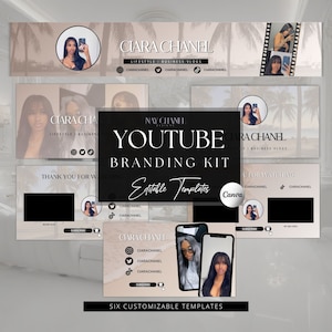 DIY Youtube Branding Kit - Youtube Channel Banner, animierte Intro und Outro Designs - Bearbeitbare Banner Canva Vorlage