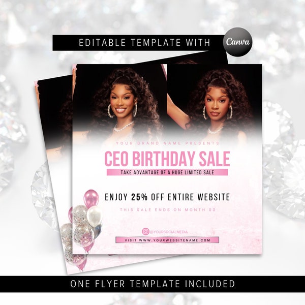 Birthday Flyer Template - Birthday Sale Flyer - CEO birthday Flyer - Birthday Special Deal - Boss Girl Template