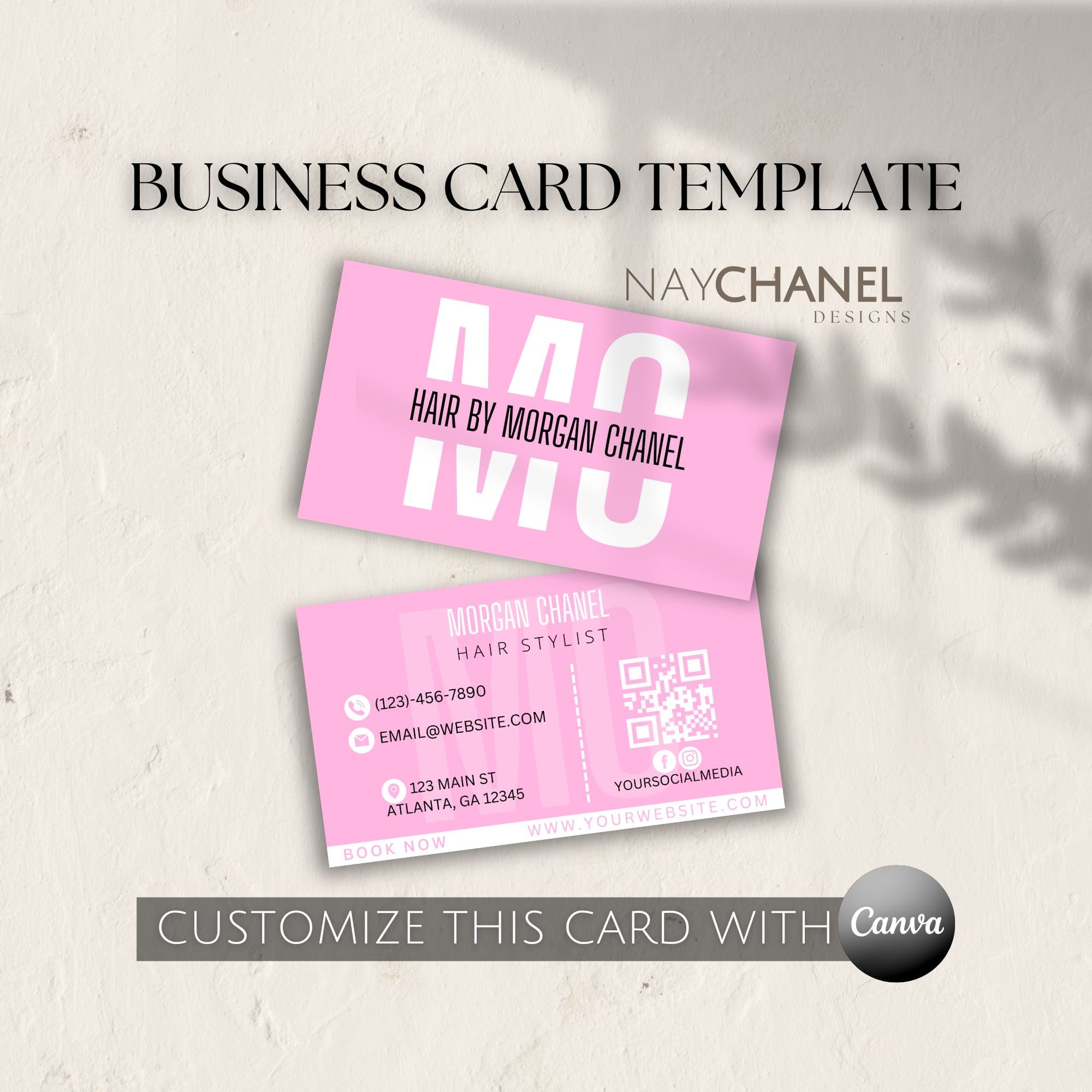 Hair Business Card DIY pink Business Card Template Lash 