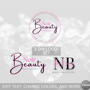 Pink Beauty Logo - Hair Logo - Pink Logo Design - Boutique Logo - DIY Logo Template - Lash Logo - Small Business Logo - Neon Logo