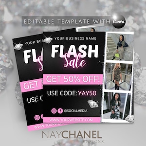 DIY Flash Sale Flyer - Boutique Flyer- Sale Flyer - Hair Flyer - Beauty Flyer - Editable Premade Flyer Template - Fashion Business Flyer