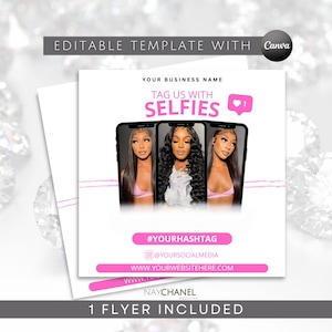 Selfie Tag Flyer - Tag Us Flyer - Selfie Flyer - Tag Us In Your Selfie - Hair Flyer - Lash Flyer - Makeup Flyer- Beauty Flyer Template