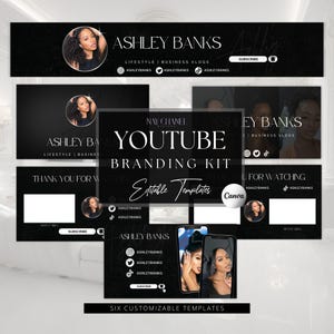 DIY Youtube Branding Kit - Youtube Banner,  Intro and Outro Designs - Editable Templates - Canva Template