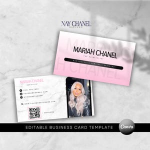 DIY Hair Stylist Business Card Template - Wig Braid QR Code Business Card - Lash MUA Nail Editable Canva Template
