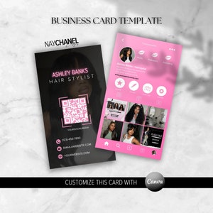 DIY bearbeitbare Visitenkartenvorlage – Instagram Digital Premade Hair Makeup Lash Nail Visitenkartenvorlage – Canva-Vorlage