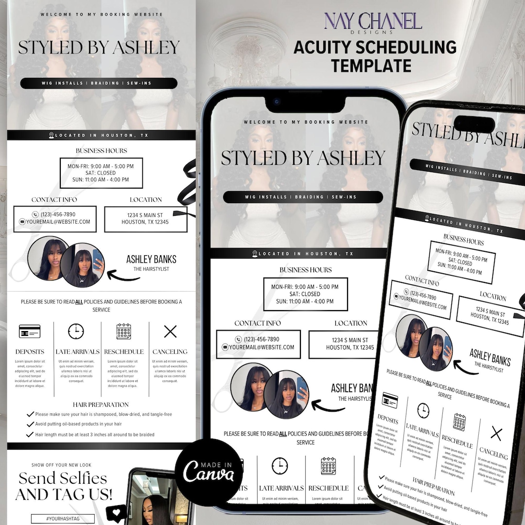 Acuity Scheduling Template Hair Stylist - Beauty Booking Website for ...