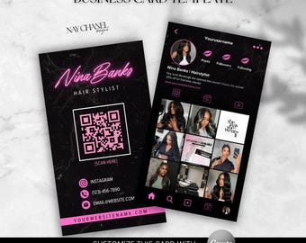 DIY Editable Business Card Template - Instagram Digital Premade Hair Makeup Lash Nail Business Card template - Canva Template