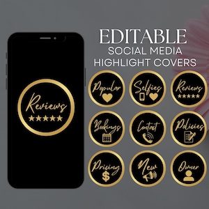 Gold Instagram Highlight Covers - Social Media Highlights - Instagram Icons - Instagram Story Highlights - Business Highlight Template