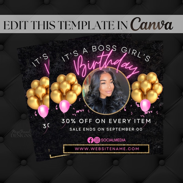 Birthday Flyer Template - Birthday Sale Flyer - CEO birthday Flyer - Birthday Special Deal - Boss Girl Template