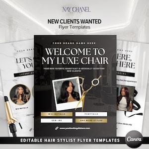 Hairstylist New Client Flyer Bundle | Hair Business Marketing Templates | Client Attraction Instagram Posts
