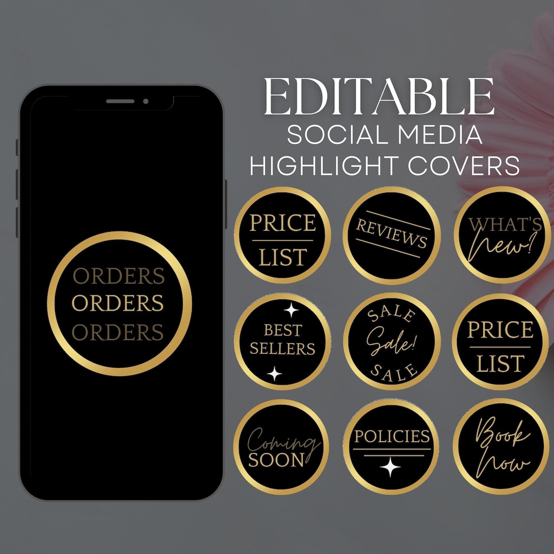 Gold Instagram Highlight Covers Social Media Highlights - Etsy