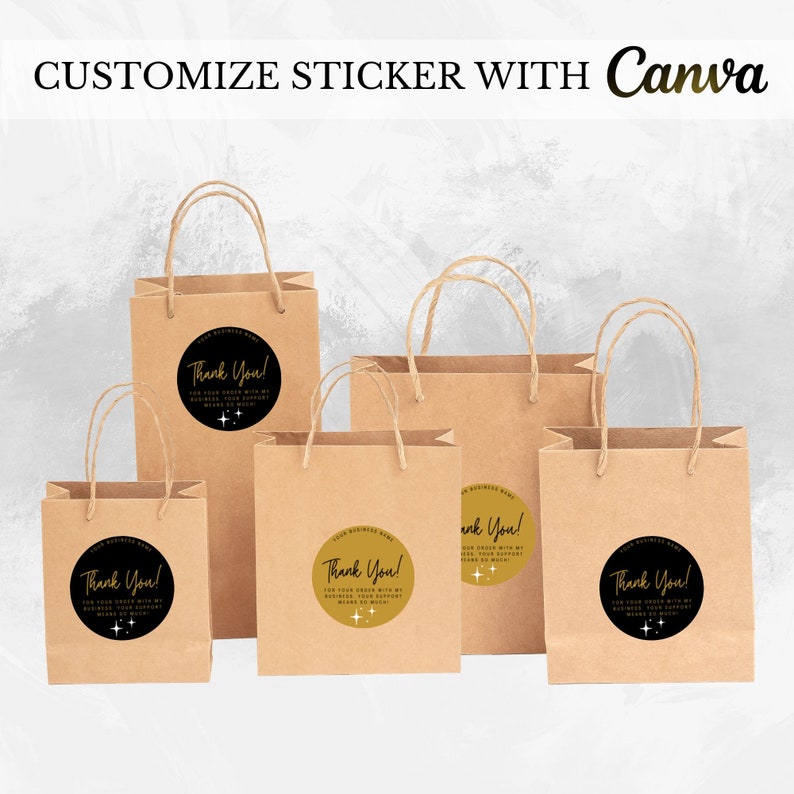 Black Gold Thank You Sticker Template - Small Business Stickers ...