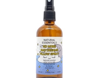 Natural Essentoils No More Bad Dreams Pillow Spray - Sleep Improving Lavender & Orange Essential Oil Spray for Kids - Natural | Vegan