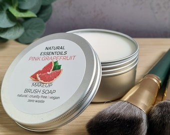 Natural Essentoils Pink Grapefruit Makeup Brush Soap - Natural | Cruelty Free | Vegan | Zero Waste - Make Up Brush Cleaner