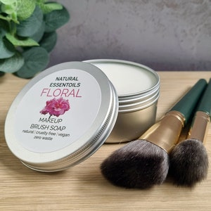 Floral Makeup Brush Soap – Natural Makeup Brush Cleaner with Essential Oils | Vegan, Cruelty Free, Zero Waste Beauty – 110g