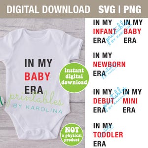 Pacote svg de bebê Taylor na minha era, texto, arquivos de corte Cricut na minha era de estreia, pacote de bebê Onese, arquivo png, sublimação, novo bebê, faça você mesmo, presentes Taylor