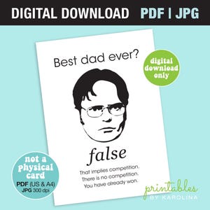 Biglietto per la festa del papà, biglietto d'auguri stampabile The Office, biglietto di auguri Dwight Schrute per papà, divertente biglietto di auguri Dwight per papà, download digitale del biglietto per la festa del papà Dwight