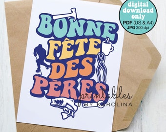 Bonne Fête des Pères carte French Father's Day card printable Father's Day card trendy card for dad hockey carte de voeux francais pdf