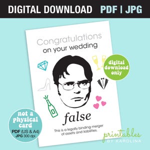 Cartão de casamento do escritório, cartão para impressão, cartão Dwight, cartão de matrimônio engraçado, download digital, cartão de casamento engraçado, citação falsa Dwight, pdf, matrimônio