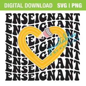 Lehrer svg französisch svg png Französische Lehrer Sublimation digitale Datei enseignant t-shirt Design Karten Bleistift Schullehrer Geschenk zurück in die Schule