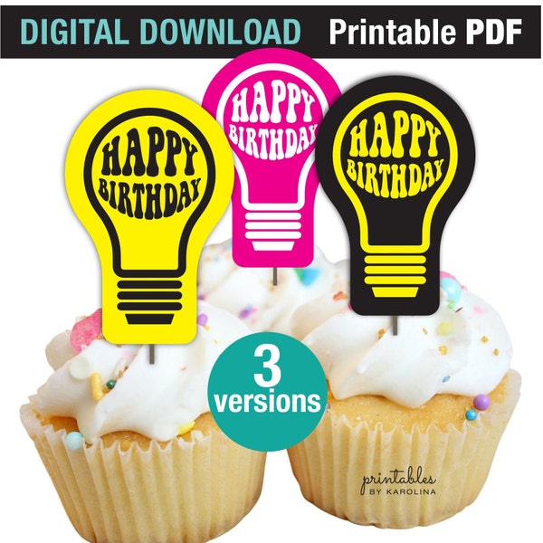 Cupcake toppers for electrician pdf printable party prop for female electrician party decor for handyman printable birthday girl party decor