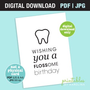 Karta urodzinowa dentysty do wydrukowania minimalistyczna karta dla higienistki stomatologicznej karta dla niego karta dla niej wszystkiego najlepszego z okazji urodzin dla dentysty śmieszna karta pdf