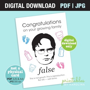 Carte imprimable The Office Baby Dwight Shrute carte numérique pour bébé Félicitations pour votre bébé carte imprimable The office carte baby shower pdf
