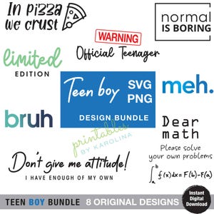 Paquete de diseño de camiseta Svg para adolescente, camiseta para adolescente, paquete de camiseta Svg para adolescente, paquete de camiseta para preadolescentes, divertido archivo Svg para Cricut, silueta para camiseta para adolescente