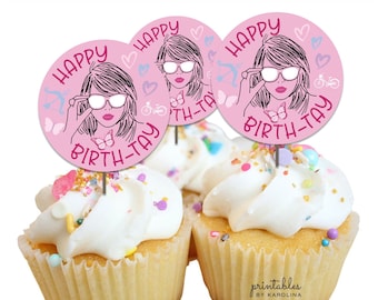 Druckbare Liebhaber Cupcake Topper TS Party Dekor DIY digitaler Download Taylor inspirierter Cupcake Topper PDF Era Cupcakes Liebhaber Album Party pdf