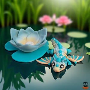 Claire Dragon and Lotus | 3D Printed Articulated Dragon | Fidget Dragon