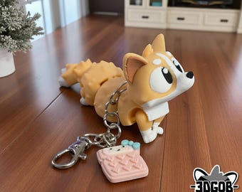 Corgi Keychain/Bag Clip | Backpack Clip | Flexi Keychain | 3D Printed Fidget Toy